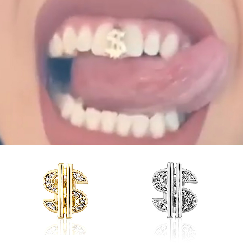 Body Jewelry Men - Rachelz-ヒップホップアイスアウト歯グリル、czストーン、ゴールドとシルバーカラー、ジルコン歯キャップ、女性と男性のためのパンクジュエリー
