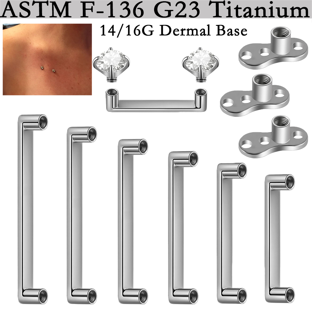 Body Jewelry Dermal - 5/1個入り G23チタン製 表面ピアス ダブルスレッド デルマルアンカー インターナルスレッド