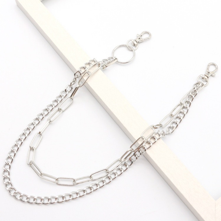Body Jewelry Men - ダブルチェーンメタルサークルパンツチェーンヴィンテージパンクヒップホップウエストチェーン男性女性用調節可能な長さ高品質