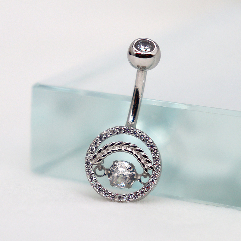 Body Jewelry Good Quality - ピアスへそシルバー 925 スターリングシルバー円形アジャイルへそピアスジュエリー 6 8 10