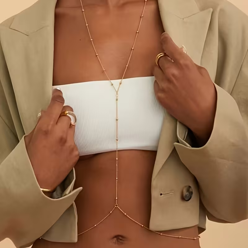 Body Jewelry In Bulk - ファッションシンプルなビーズチェーンボヘミアン女性のボディチェーンセクシーなビーチ結婚式宴会アクセサリー女性ブラジャービキニチェーンギフト