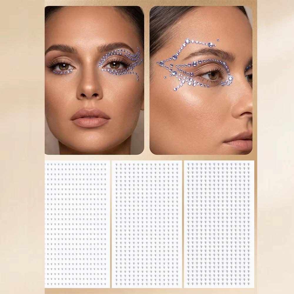 Body Jewelry Nose - フェイクノーズリング、フェイスジェム、ヘアジェム、粘着式フェイスジュエル、アイジュエル、ラインストーン、2/2.5/3mm DIYフェイスジェム、貼り付けタイプ