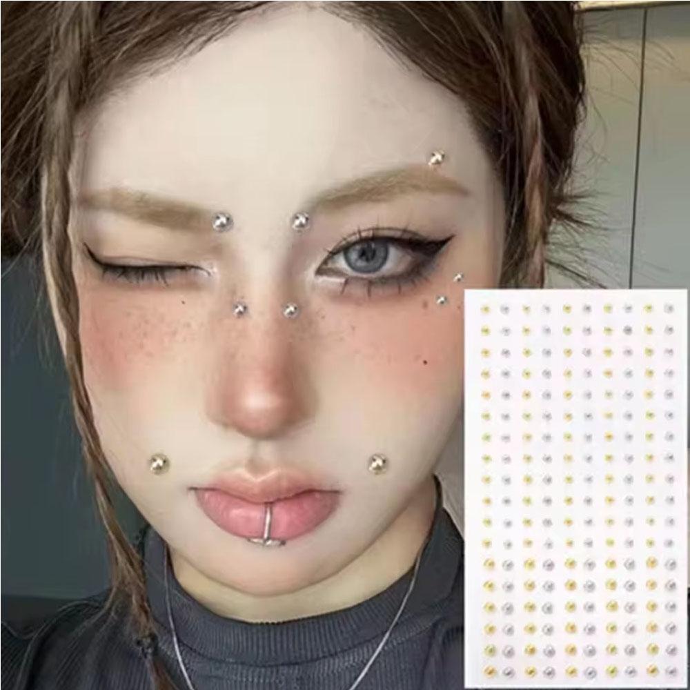 Body Jewelry Eyebrow - 58-180個セット ノンピアスリップネイルステッカー 自己粘着性 再利用可能 フェイクリップネイル 眉毛