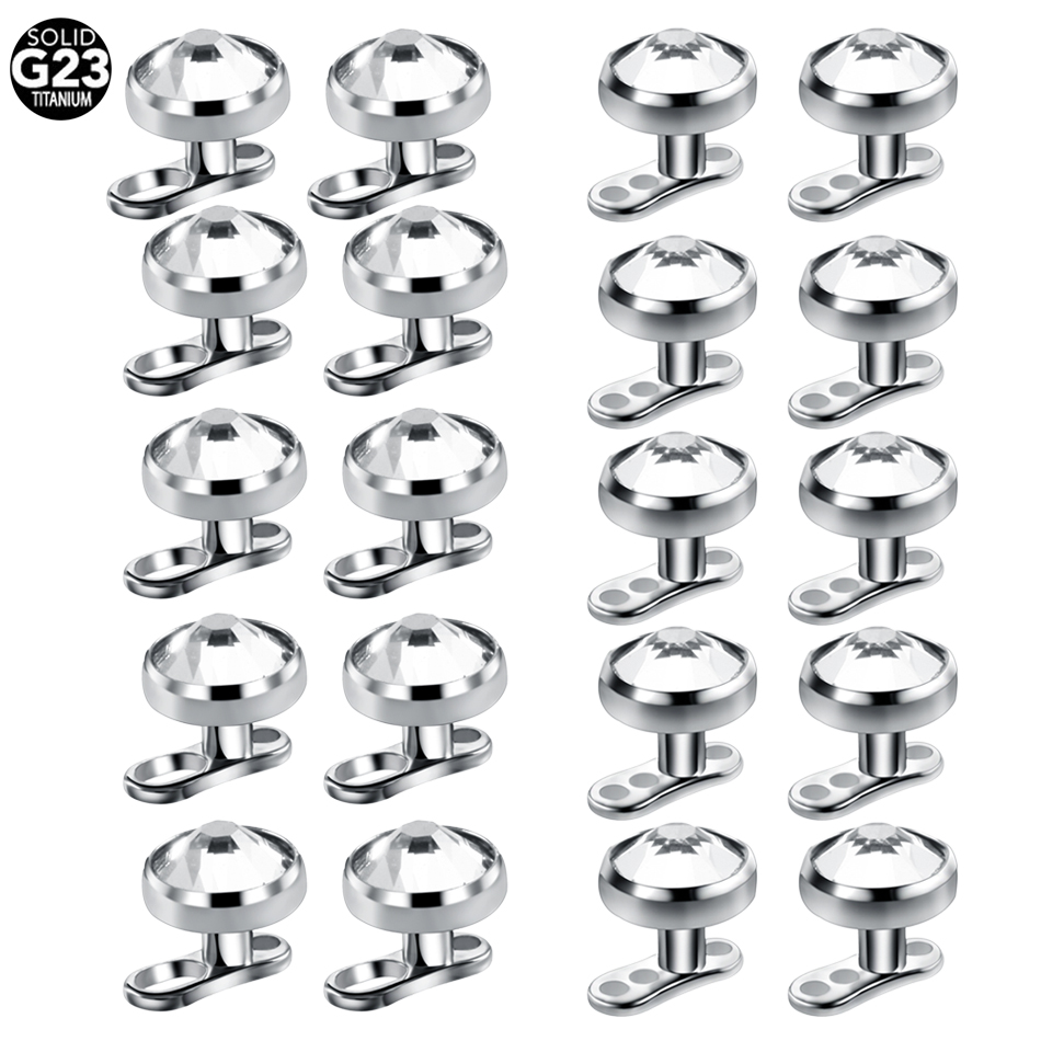 Body Jewelry Dermal - 10 ピース/ロットチタンマイクロ真皮ピアスセット皮膚 & トップススキナーダイバー皮膚トップベースピアスボディジュエリー 14 グラム