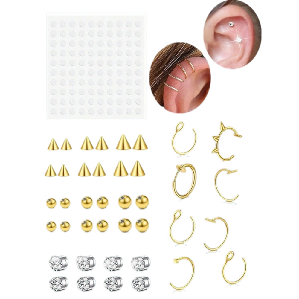 Body Jewelry Nose - フェイクノーズリング、フェイクセプタム（女性用）、フェイクノーズピアス、スプリングクリップ式、ノンピアス、フェイクボディピアスジュエリー