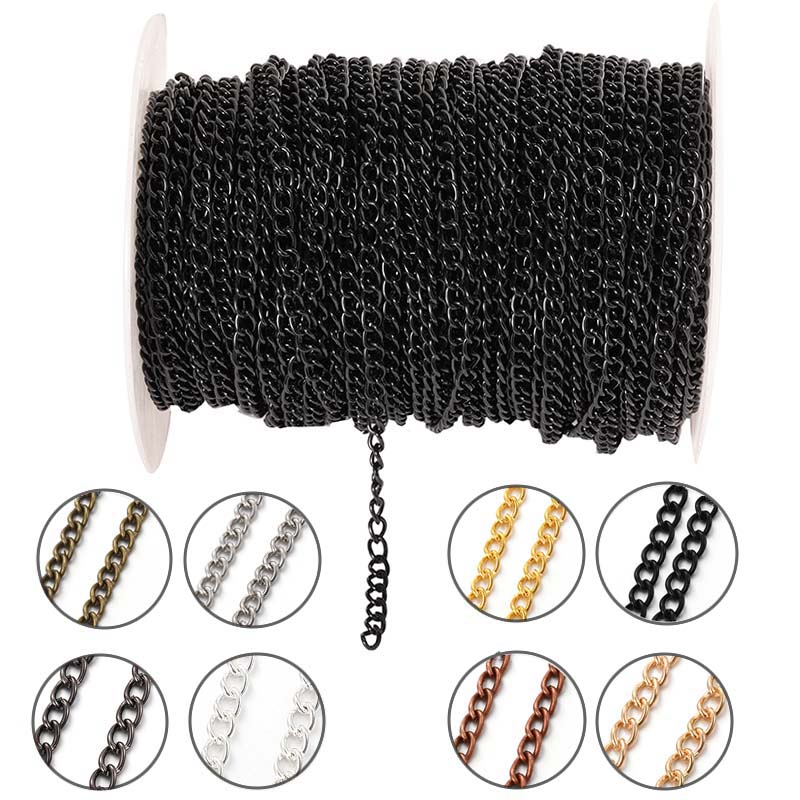 Body Chain Jewelry - 2 メートル 2.5/3.5/4.5 ミリメートル金属フラットオーバル延長薄型チェーン DIY ネックレスブレスレット衣類ボディチェーンジュエリー作成アクセサリー