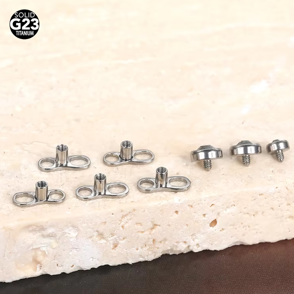 Body Jewelry Dermal - 1個/5個入り チタン製マイクロダーマルピアスセット ダーマルアンカーベース＆トップ スキナーダイバー ダーマルトップベースピアス ボディジュエリー