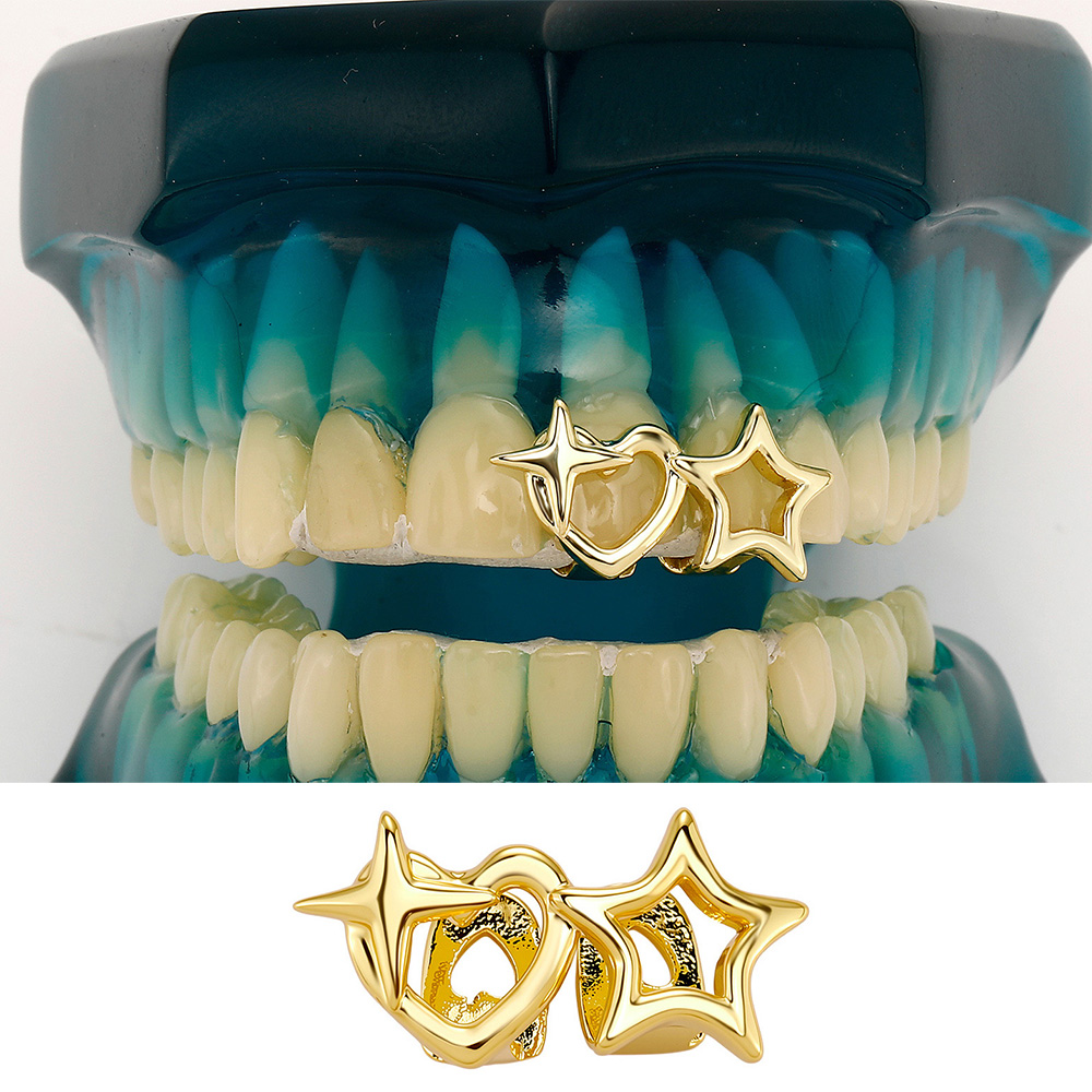 Body Jewelry Men - YOUNGX Y2K ヴィンテージ ダブルホロースターティース グリルズ ヒップホップ