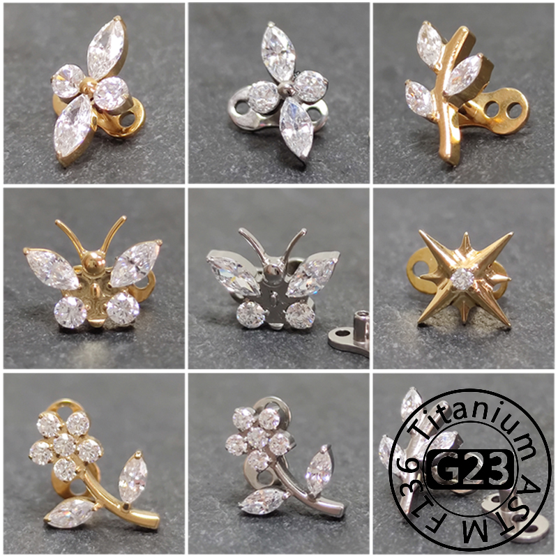 G23 チタンジルコンマイクロダーマルアンカーピアス小さなダ - Body Jewelry Dermal のレビューと価格