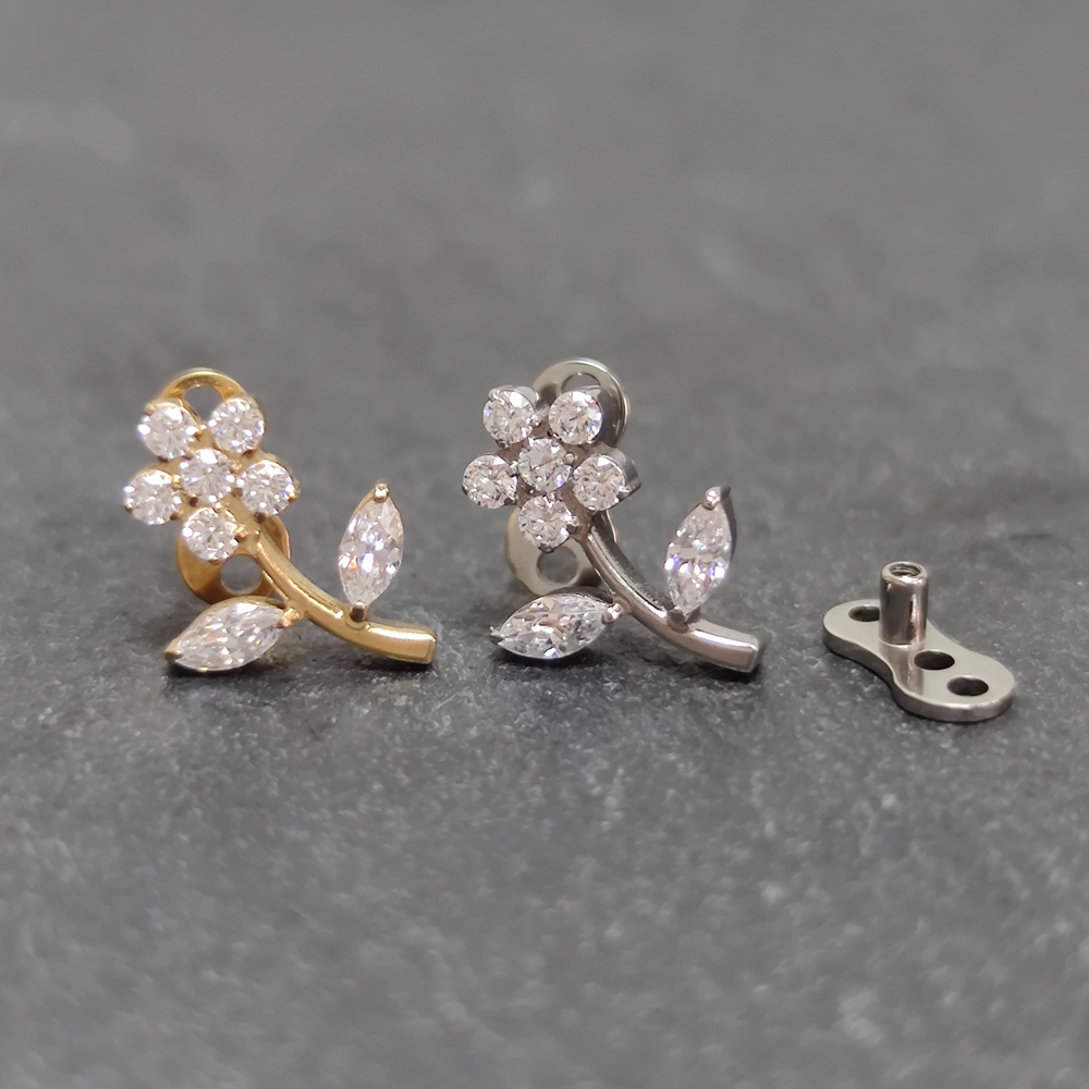 G23 チタンジルコンマイクロダーマルアンカーピアス小さなダ - Body Jewelry Dermal のレビューと価格