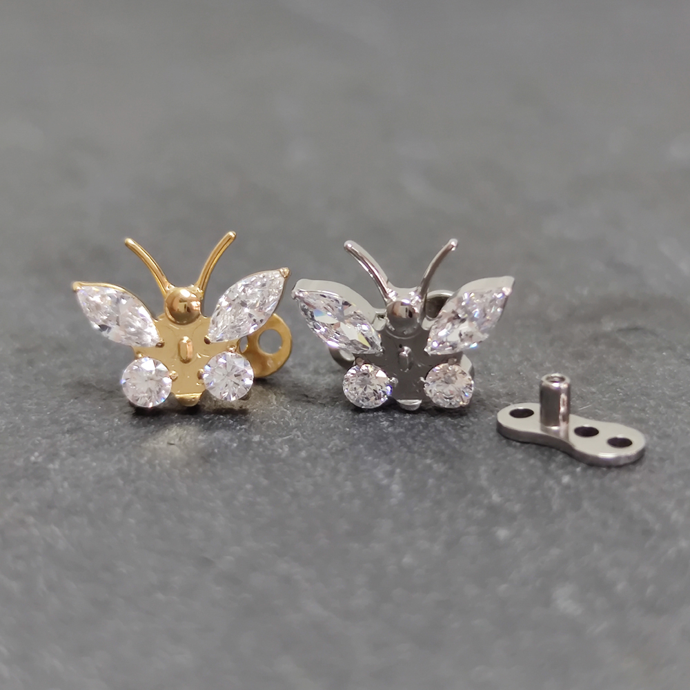G23 チタンジルコンマイクロダーマルアンカーピアス小さなダ - Body Jewelry Dermal のレビューと価格