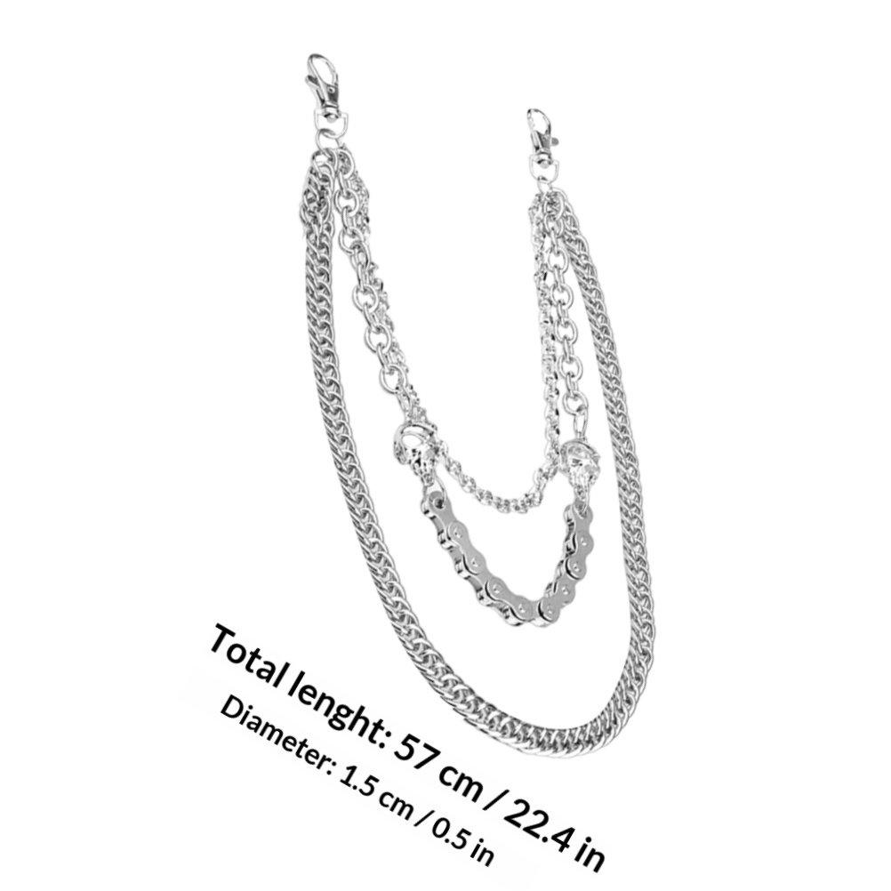 1個入り、シルバーの金属製スカルチェーン。メンズ用、パンツや - Body Jewelry Men のレビューと価格