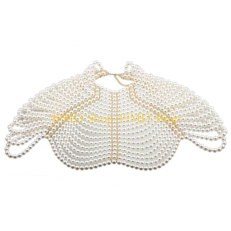 49MD エレガントな女性ショール多層ビーズチェストチェーン - Body Chain Jewelry のレビューと価格