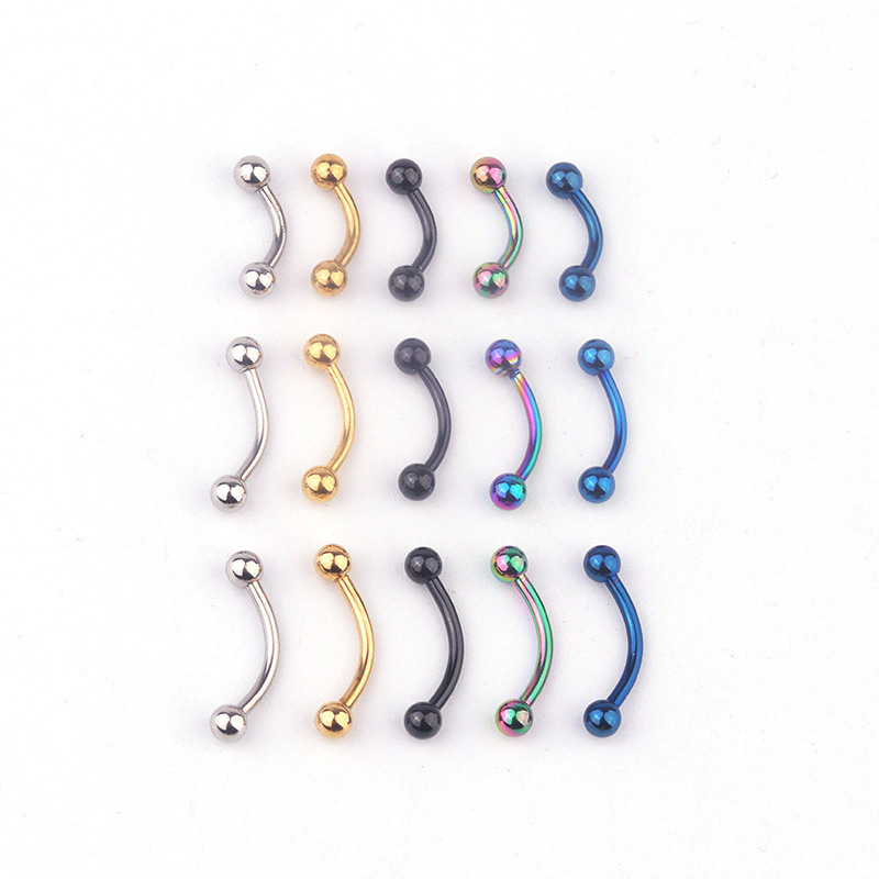 5個/ロット 16G 316Lステンレス鋼製カーブバーベル  - Body Jewelry Eyebrow のレビューと価格