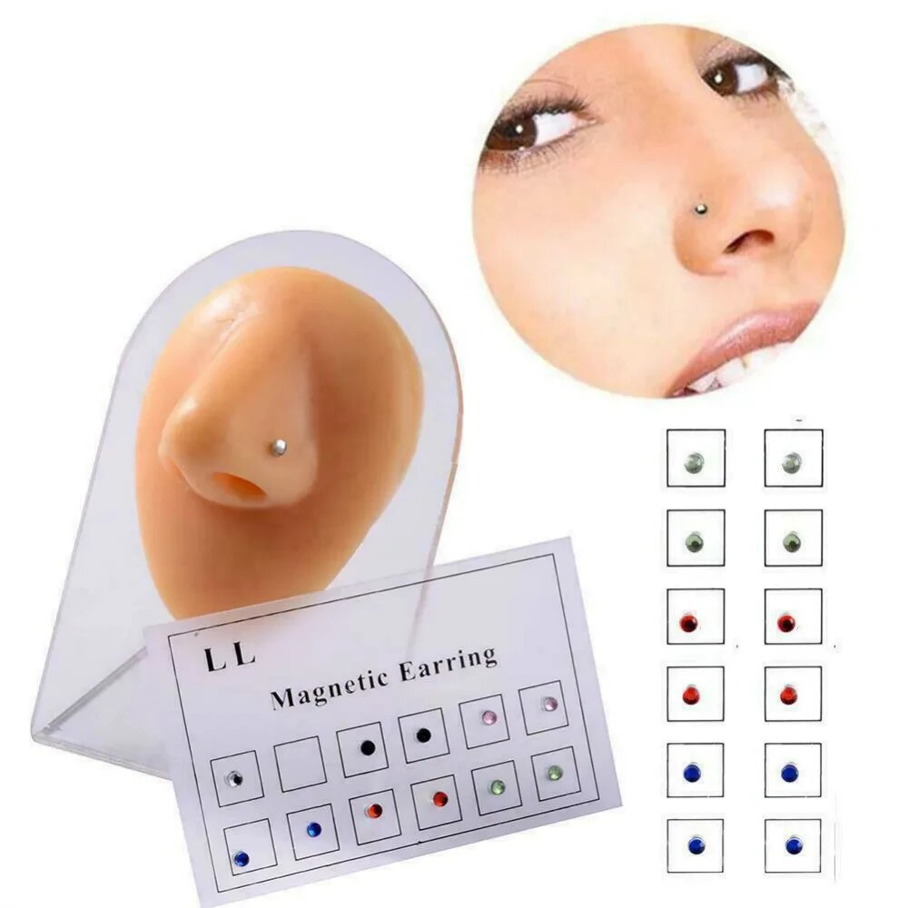 ドリルされていない磁気イヤリング,偽のイヤスタッド,耳珠,ア - Body Jewelry Nose のレビューと価格