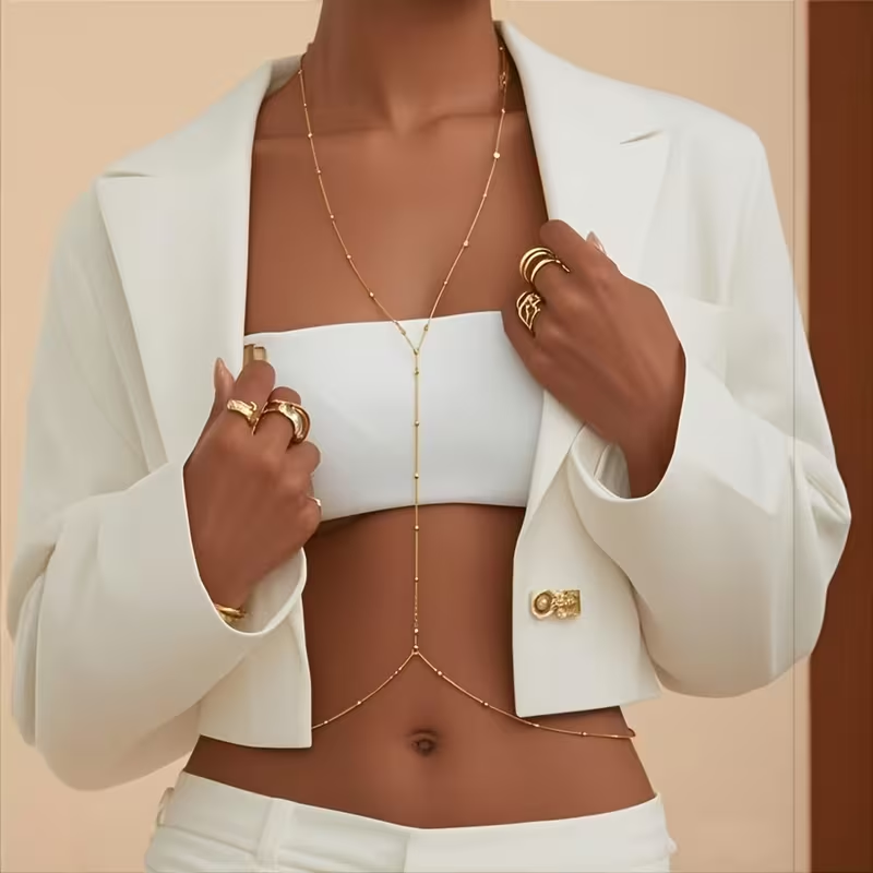 ファッションシンプルなビーズチェーンボヘミアン女性のボディチ - Body Jewelry In Bulk のレビューと価格