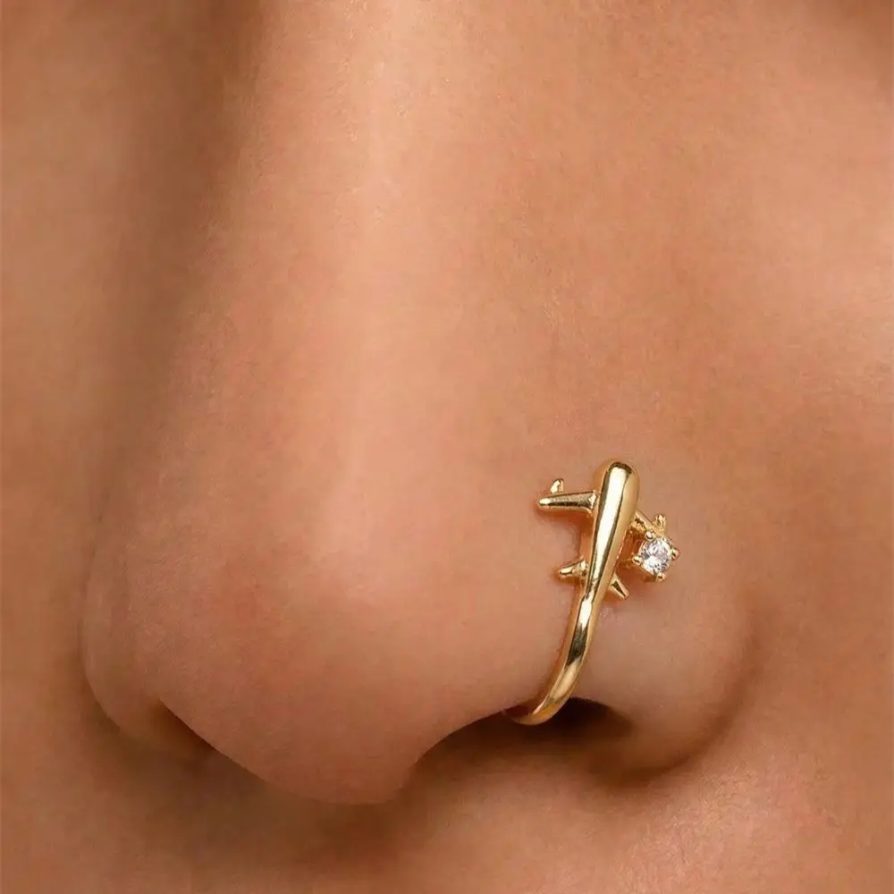 1PC 飛行機デザインノーピアス鼻クリップ日常着用パーティー - Body Jewelry Nose のレビューと価格