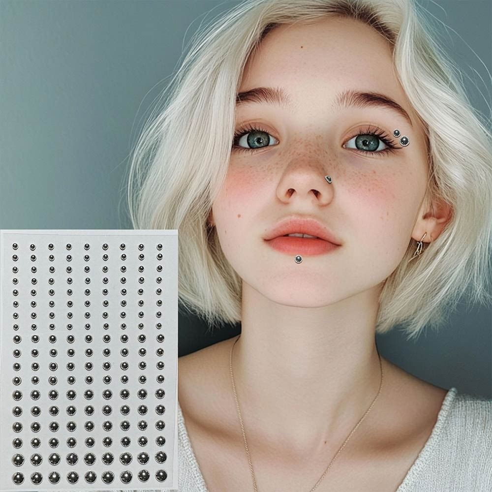 再利用可能なノンピアスリップネイルステッカーラインストーン5 - Body Jewelry Eyebrow のレビューと価格