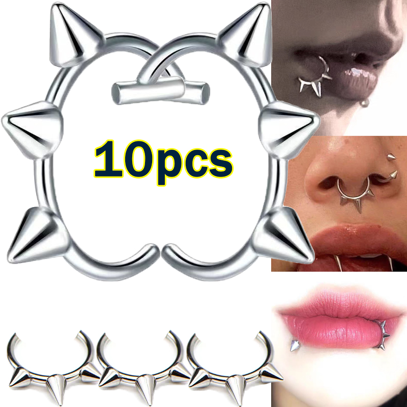 10 個パンクノーズリング 1 つの爪デュアル使用リップリン - Body Jewelry Nose のレビューと価格