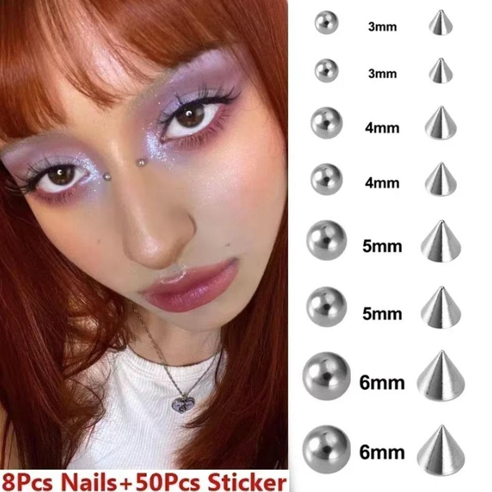 58-180個セット ノンピアスリップネイルステッカー 自己 - Body Jewelry Eyebrow のレビューと価格