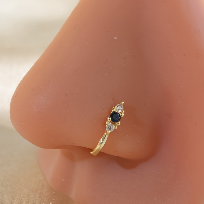 真鍮製のブルージルコンノーズクリップ1個セット、女性用ボヘミ - Body Jewelry Nose のレビューと価格