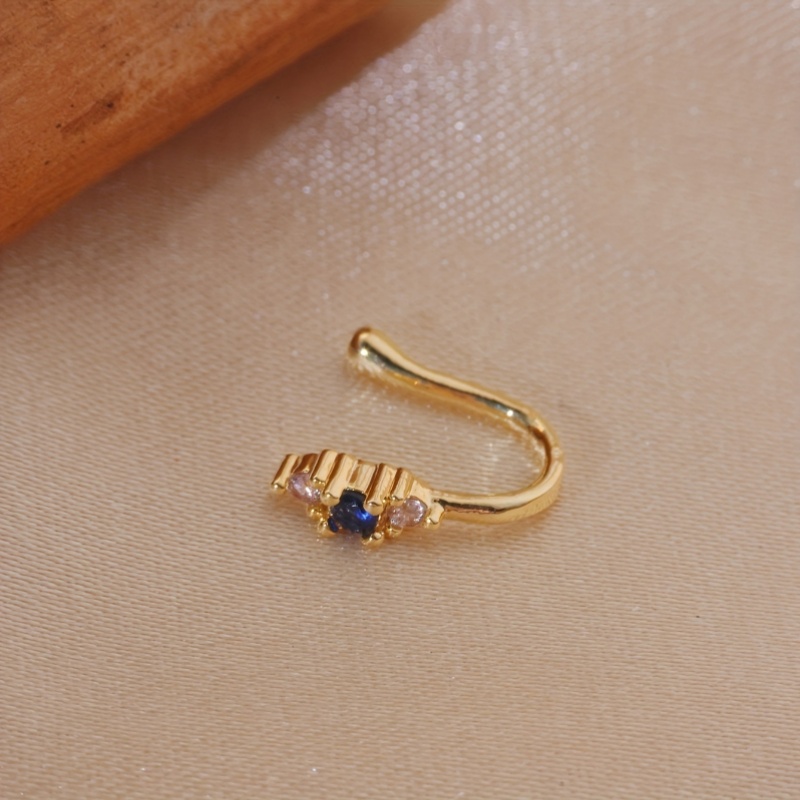 真鍮製のブルージルコンノーズクリップ1個セット、女性用ボヘミ - Body Jewelry Nose のレビューと価格