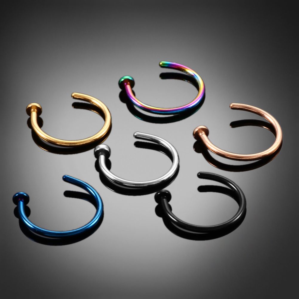 女性用薄型ステンレススチール製C型フープスタッドピアス、ボデ - Body Jewelry Nose のレビューと価格