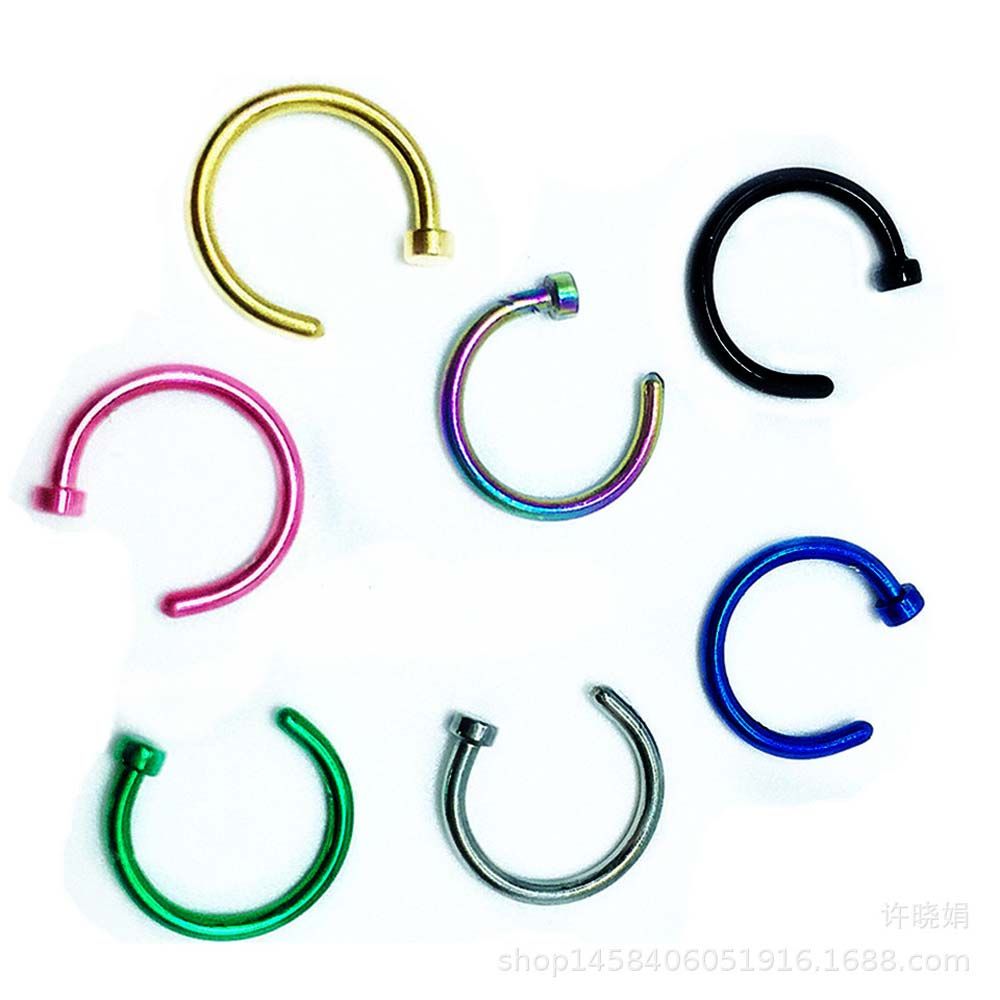 女性用薄型ステンレススチール製C型フープスタッドピアス、ボデ - Body Jewelry Nose のレビューと価格