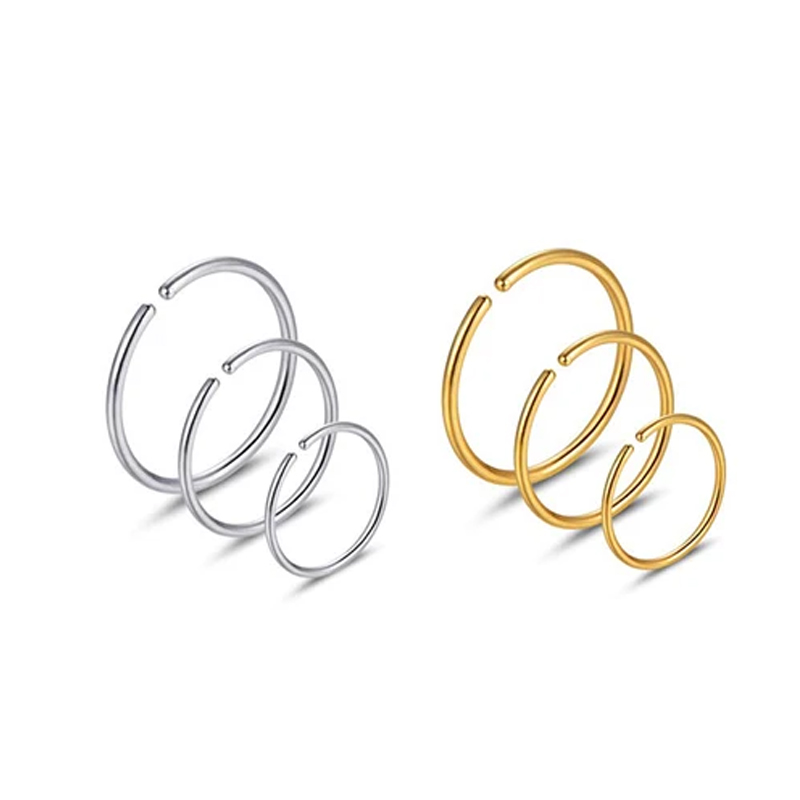 6個/ロット 低アレルギー性ノーズリングフープ 316Lサー - Body Jewelry In Bulk のレビューと価格