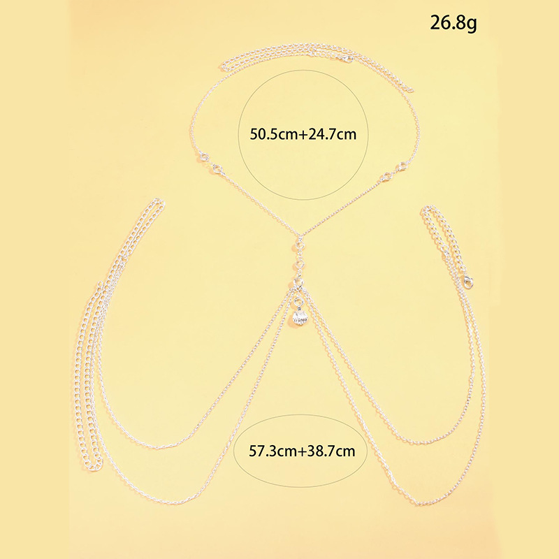 女性用シルバートーンボディチェーン、クリスタルシェルチャーム - Body Jewelry In Bulk のレビューと価格