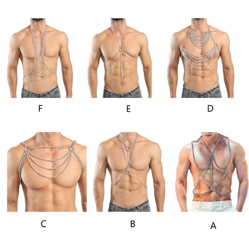 Y5GCパンクボディチェーンハーネス男性用、多層ボディチェス - Body Jewelry Men のレビューと価格