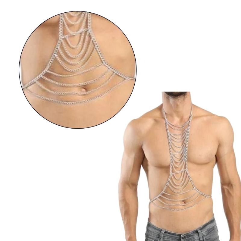 Y5GCパンクボディチェーンハーネス男性用、多層ボディチェス - Body Jewelry Men のレビューと価格