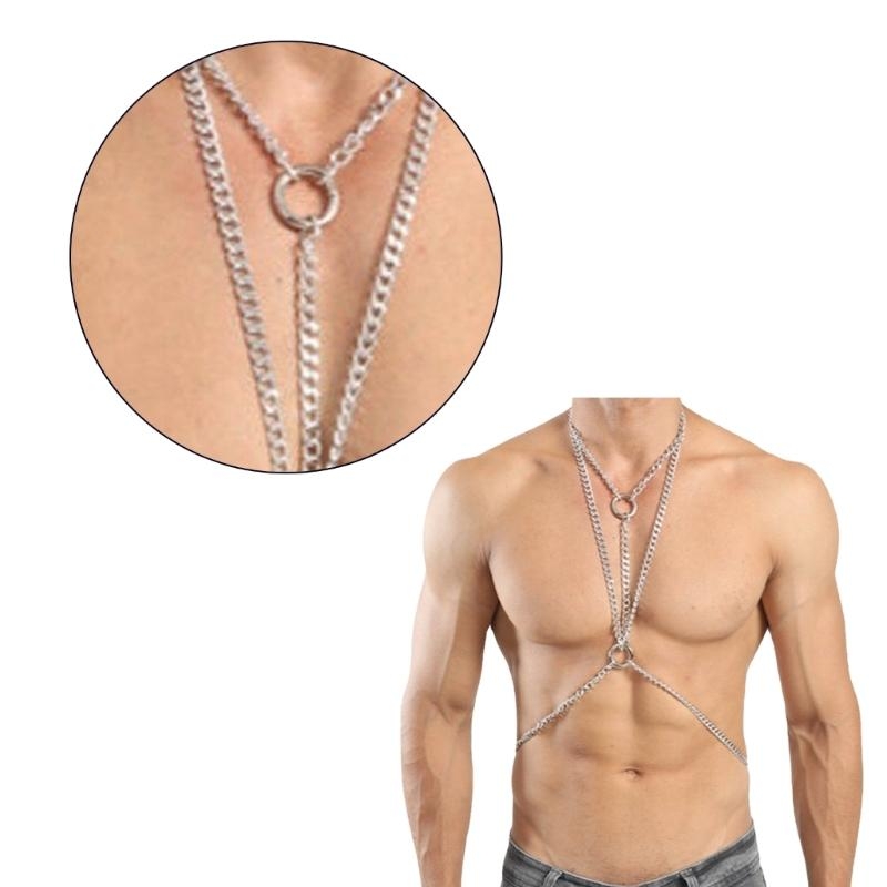 Y5GCパンクボディチェーンハーネス男性用、多層ボディチェス - Body Jewelry Men のレビューと価格