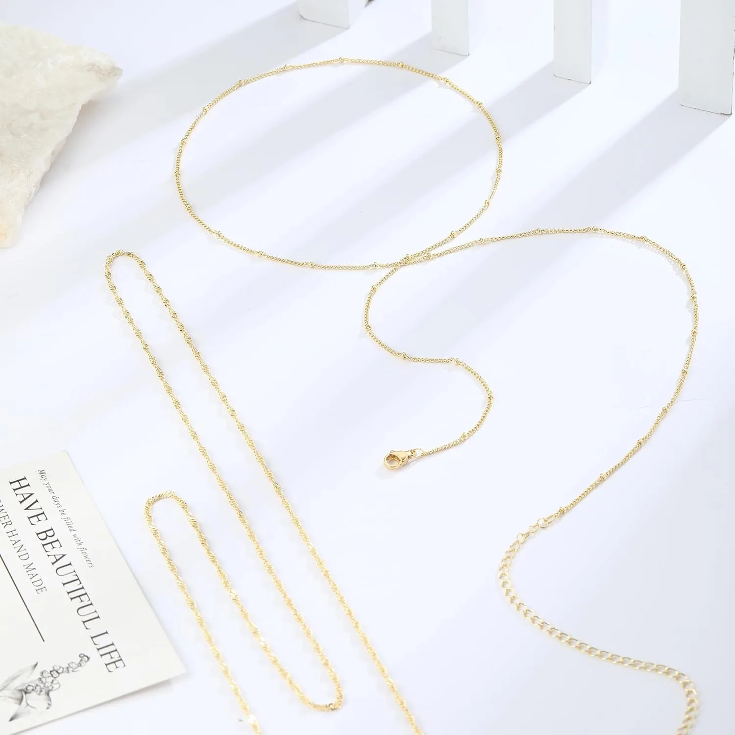 14K金メッキ 26-33インチ 調節可能なウエストビーズチ - Body Chain Jewelry のレビューと価格