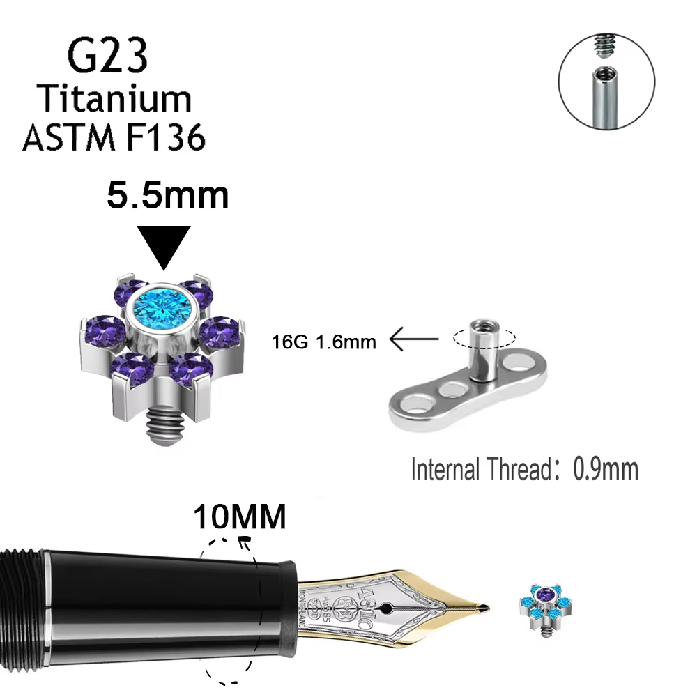 G23チタン製皮下ピアス、肌に隠せるダイバーピアス、CZマイ - Body Jewelry Dermal のレビューと価格