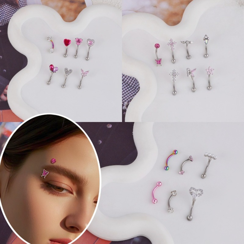 ニッチファッション カーブドアイブロウリング ハート バタフ - Body Jewelry Eyebrow のレビューと価格