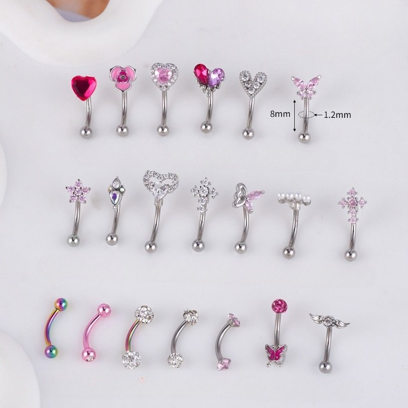ニッチファッション カーブドアイブロウリング ハート バタフ - Body Jewelry Eyebrow のレビューと価格